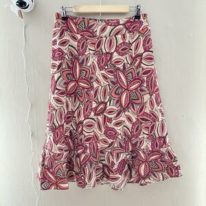 Easy 5th Womens A-line Floral Ruffle Skirt Size 8 Pink Boho Hippie Flare Y2K